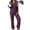 A-Purple, variant on UVN Fall Pajama Set for Women Embroidered Floral Button Up Tops with Drawstring Pocket Pants Ladies Casual Lounge Set