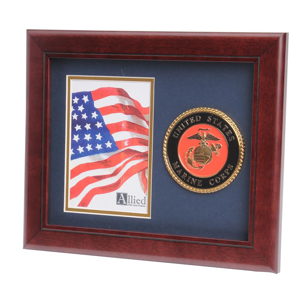 allied frame us marine corps medallion portrait picture frame - 4 x 6