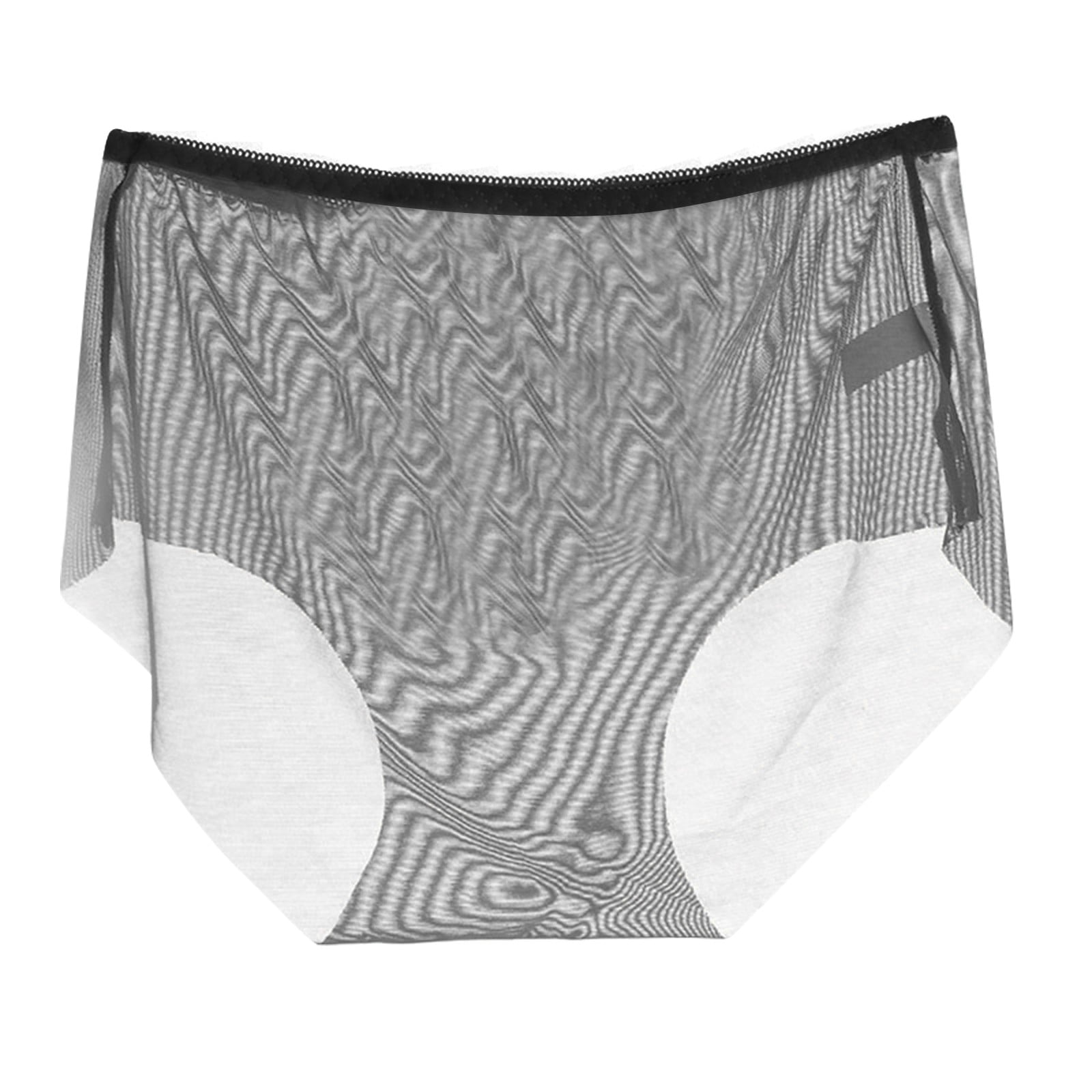 CLZOUD Cheeky Underwear Black Grenadine Women's Full Transparent Crotch Low  Waist Underwear Seamless Mesh Large Underwear Xl 