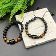 thumbnail image 4 of Hyasfey Unisex Bracelet A-Z Letter Frosted Faux Stone Beads Adjustable Stress Relief Bracelet Fashion Jewelry, 4 of 8