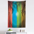 thumbnail image 1 of Tropical Tapestry, Palm Trees Silhouette on Colorful Vertical Stripes Sunbeams Tropical Boho Style Art, Fabric Wall Hanging Decor for Bedroom Living Room Dorm, 5 Sizes, Red Blue, by Ambesonne, 1 of 1