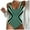 Green, variant on Women's One Piece Swimsuit High Neck Cutout Ribbed Texture Back Hook Hollow Wrapped[Hot Pink,XL]