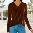 thumbnail image 7 of Sweatshirt for Women Summer Fashion Clothing V Neck Casual Women's Blouses Classic Womens Long Sleeve Tops Brown, 7 of 7