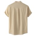 thumbnail image 3 of Men Casual Shirt Top in Solid Pattern for Everyday Wear Comfortable Loose Short Sleeve Button-Front Stand Collar Top for Men Versatile Standalone Style, 3 of 5