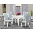 thumbnail image 2 of East West Furniture East-West Furniture BOVE5-WHI-15 - A dining room table set of 4 excellent kitchen dining chairs with Linen Fabric Baby Blue color and a gorgeous round dining table with Linen..., 2 of 6