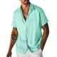 thumbnail image 1 of pstuiky Camisa de manga corta para hombre, Camiseta de verano fina de manga corta con cuello redondo, holgada, de color liso, informal, de manga corta y cuello redondo para hombre l, 1 of 4