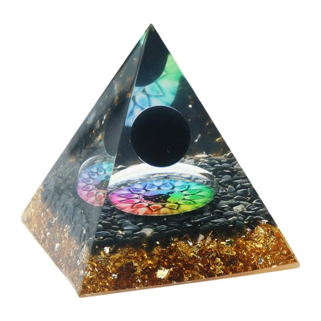 Natural Crystal Stone Orgonite Pyramid Healing Chakra Gather Wealth Prosperity