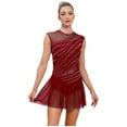 thumbnail image 3 of iiniim Women Flowy Tulle Skirted Leotard Contemporary Lyrical Dance Dress Ballet Dancewear Burgundy XXL, 3 of 7