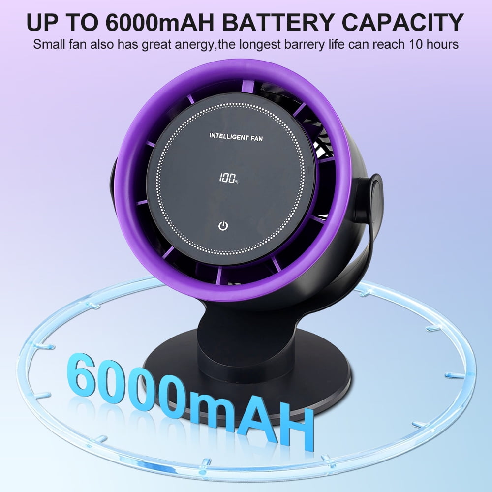 KAMIDA Table Fans, Ultra Quiet Wall-Mounted Desk Fan, Digital Display Rechargeable USB Fan,100 Speeds, Long Lasting Power, Portable Fan for Home Office Kitchen Travel Camping