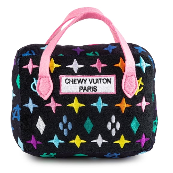 Haute Diggity Dog Monogram Chewy Vuiton Handbag, Plush Dog Toy with, Machine-Washable, for All Breeds, Size Medium