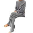 thumbnail image 1 of Innerwin Two Piece Outfits Wide Leg Ladies Lounge Set Holiday Long Sleeve Loose Sweater Sets Gray M, 1 of 2