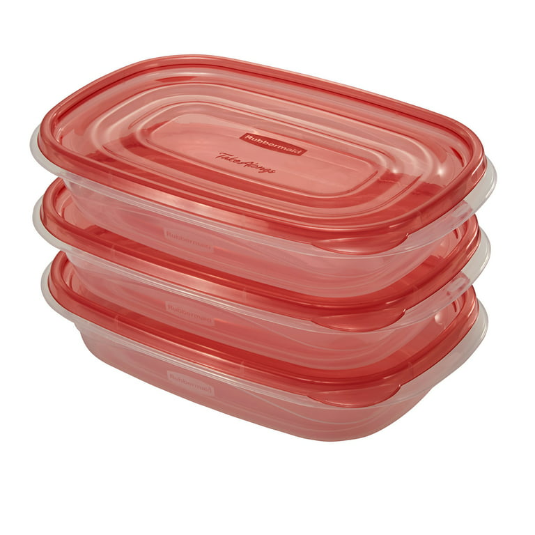 Rubbermaid TakeAlongs Containers + Lids, Rectangle, 32 Oz, 3 containers