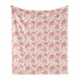 thumbnail image 1 of Spring Soft Flannel Fleece Blanket, Watercolor Cottage Flowers on Polka Dotted Pale Colored Background Nature, Cozy Plush for Indoor and Outdoor Use, 50" x 60", Pink Peach and Cream, by Ambesonne, 1 of 6
