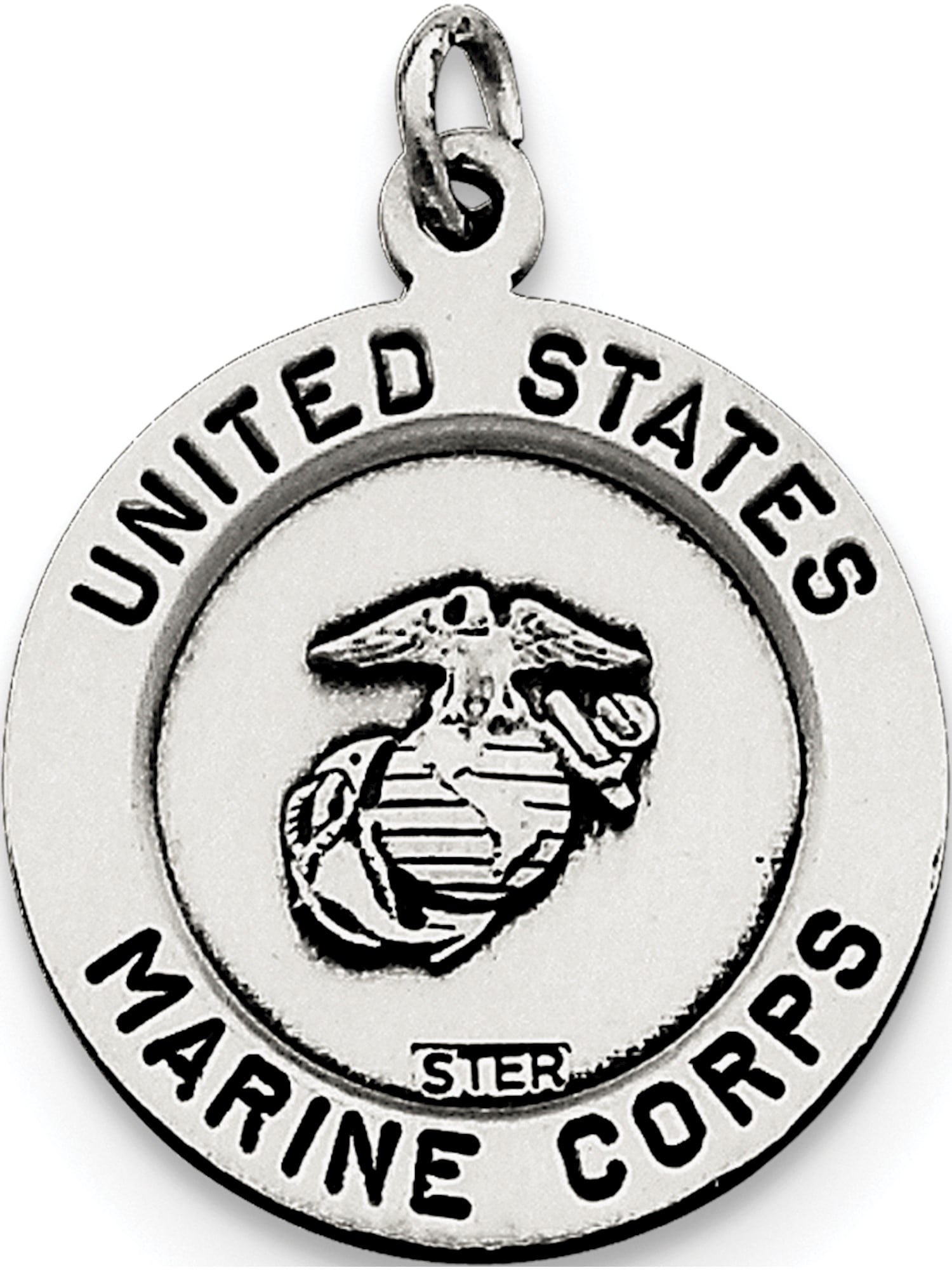 925 Sterling Silver Antiqued Saint Michael Marine Corp Medal