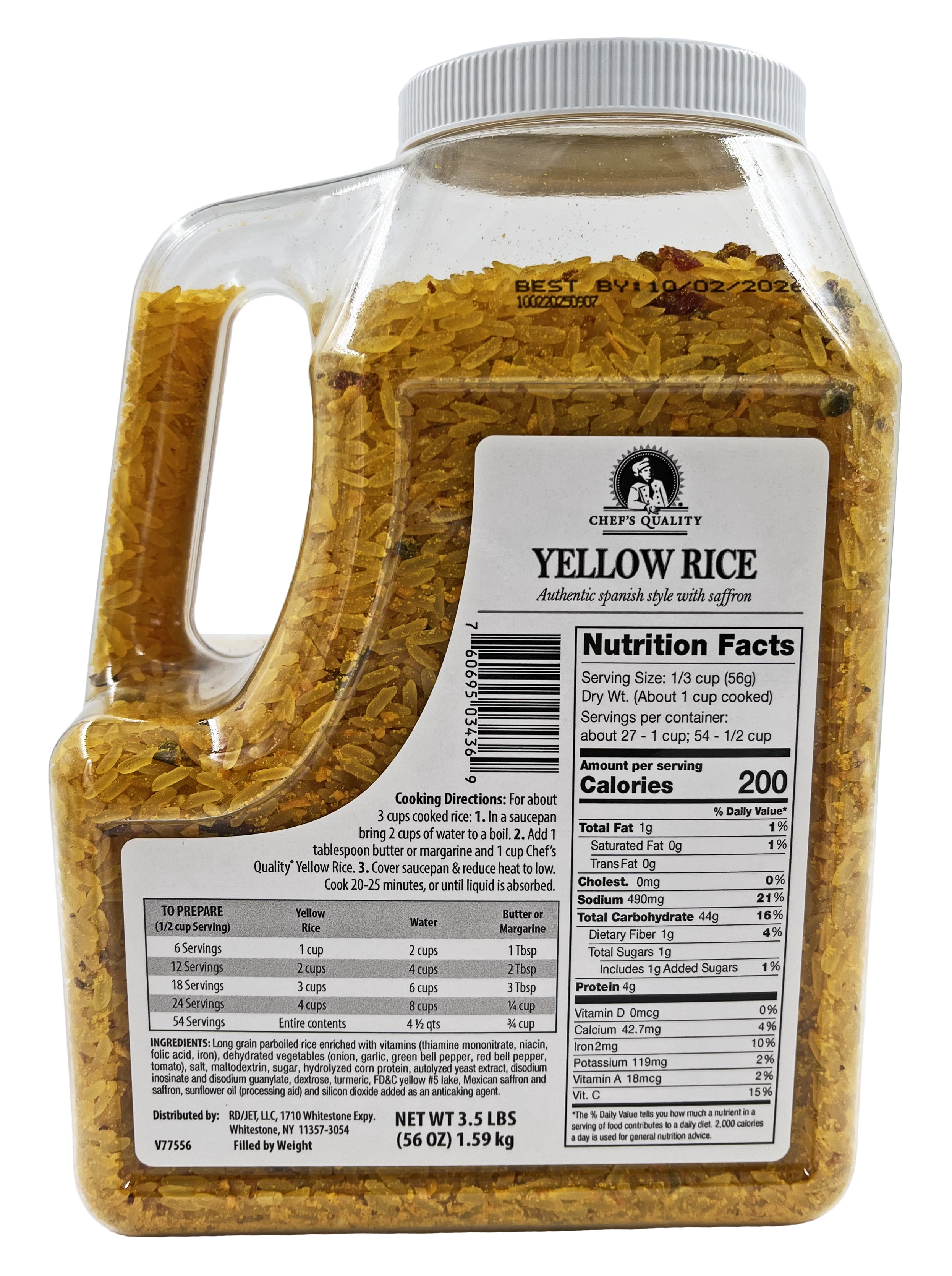 Chef's Quality Yellow Rice | Made with Saffron | Kosher | 3.5 lbs