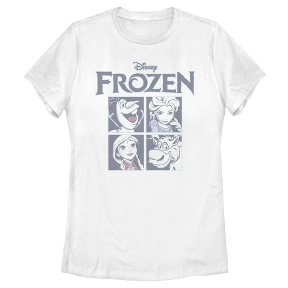 Women's Frozen Character Squares Graphic Tee White Medium