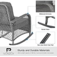 thumbnail image 6 of Techmilly 3-Piece Outdoor Rocking Chairs, Wicker Patio Furniture with Thickened Cushions and Table for Porch (Grey), 6 of 12