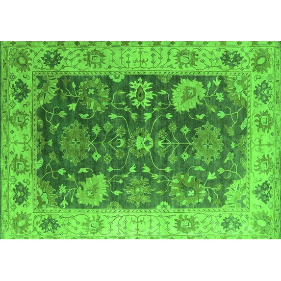 Ahgly Company Indoor Rectangle Oriental Green Industrial Area Rugs, 5' x 7'