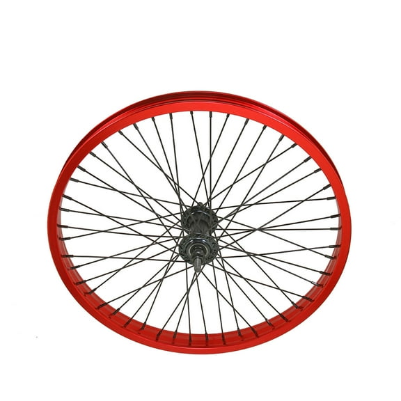 Bike 20 x 2.125 Alloy Front Wheel 48 Spoke 14gSS/Black 3/8 Axle Sealed Bearing Double Wall Red.