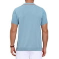 thumbnail image 3 of INSPIRE CHIC Men's Knitted Polo Shirt Ribbed Hem Short Sleeve Textured Shirts M Light Blue, 3 of 5