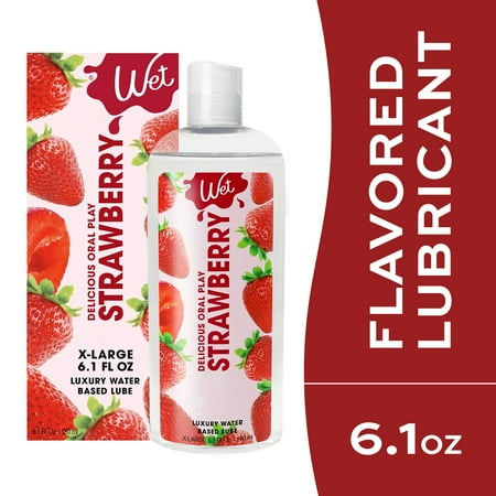 Wet Premium Water-Based Flavored Personal Lubricant, Luxury Edible Lube for Men and Women, Strawberry Flavor, 6.1 fl oz