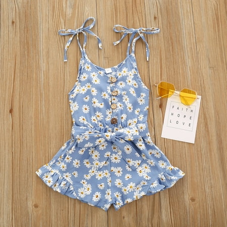 

THE WILD Toddler Girl Baby Romper Summer Clothes Floral Straps Rompers Jumpsuit