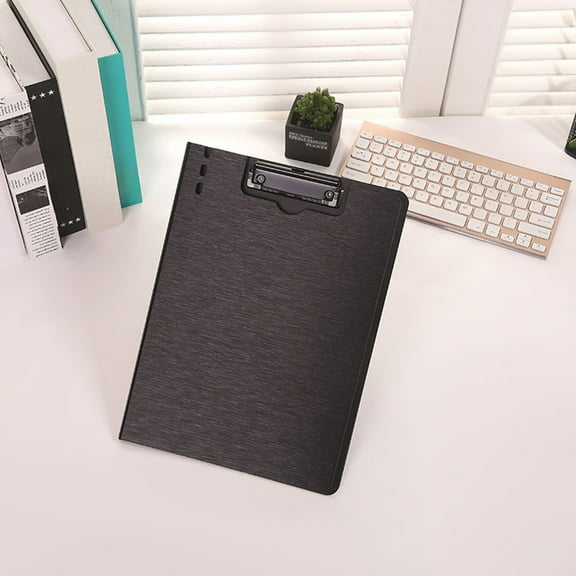 Foldable Clipboard with Metal Clips - Lightweight Plastic Folder Board for Writing, Portables Office Use, A4 Document Holder(Black)