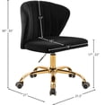 thumbnail image 3 of Meridian Furniture Finley Swivel Adjustable Black Velvet and Gold Office Chair, 3 of 7