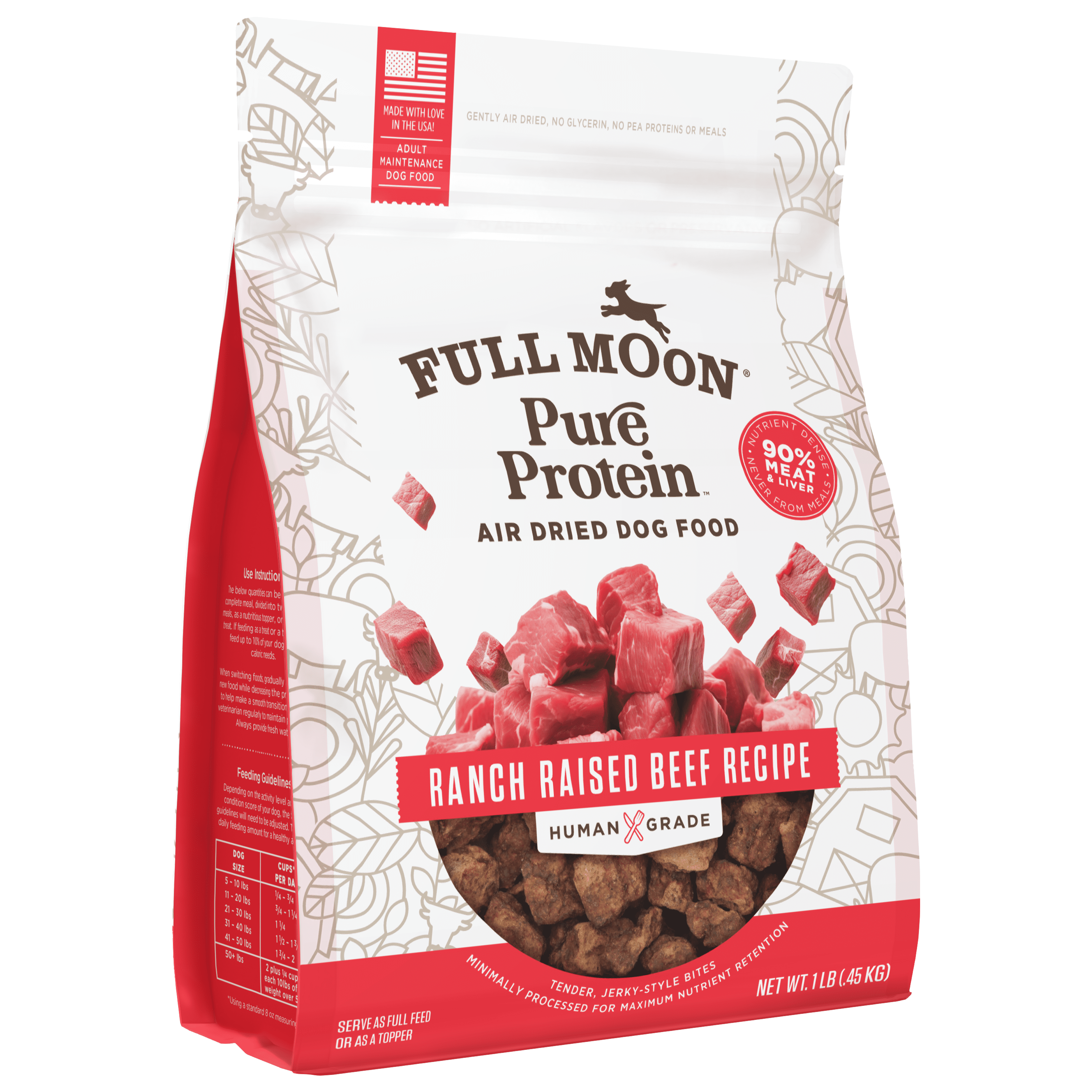 Full Moon Air Dried Beef Dog Food (Premium Feed, 16 Ounces)