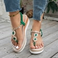 thumbnail image 3 of Dakaela Women's Wedge Sandals 2026 Open Toe Platform Espadrille Flip Flops Elastic Ankle Strap Casual Bohemian Beach Thong Walking Shoes Size 6-10 Dark Green, 3 of 7