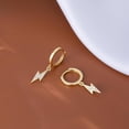 thumbnail image 6 of Solid 925 Sterling Silver Lightning Bolt Drop Hoop Earrings for Women Teens CZ Lightning Bolt Hoop Earrings Huggie, 6 of 14