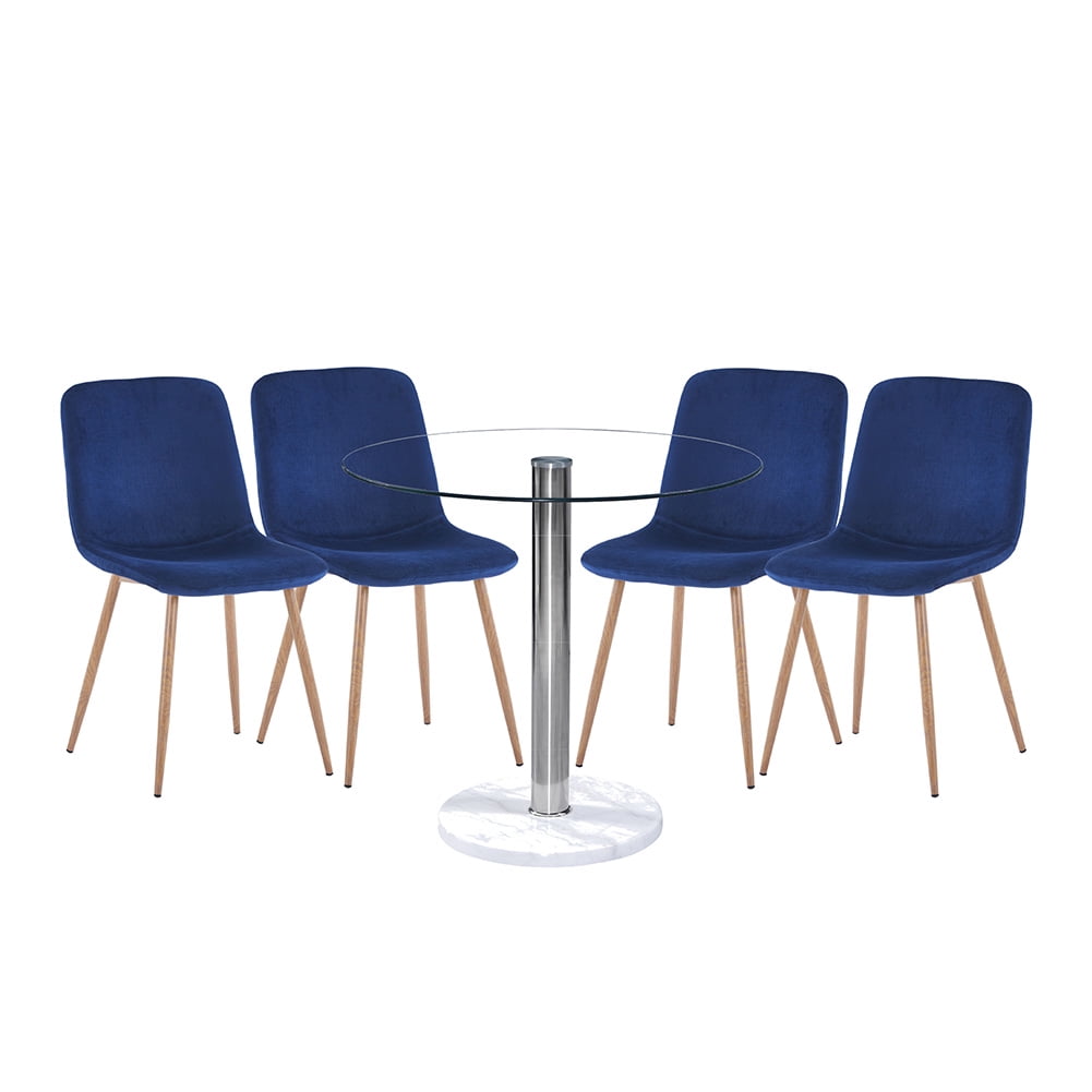 Kepooman Set of 4 Modern Dining Chairs, Blue Kepooman Set of 4 Modern Dining Chairs, Blue