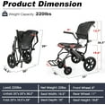 thumbnail image 6 of WEYRAL Transport Wheelchairs for Adults, Lightweight Transport for Traveling, 20lbs Portable Folding Wheelchair for Senior Support 220lbs, 6 of 8