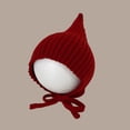 thumbnail image 4 of OOOUM Baby Knit Pointed Hat Earflap Beanie With Chin Strap Soft Ribbed Warm Infant Windproof Cap Cute Toddler Outdoor Fall Winter Hat Red One Size, 4 of 4
