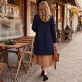 thumbnail image 7 of TQWQT Womens Notched Lapel Mid Length Wool Blend Coat Single Breasted Solid Color Elegant Trench Overcoat with Side Pockets Casual Office Outerwear for Fall Winter Blue M, 7 of 7