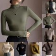 thumbnail image 5 of Women Basic Turtleneck Top Soft Stretch Long Sleeve Shirt Solid Color Base Tops, 5 of 10