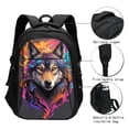 thumbnail image 5 of Defioc Colorful Wolf Head for Travel Backpack for Women,15.6 inch Laptop Backpack Carry On Backpack Personal Item Travel Bag Daypack for School Weekender Business Trip, 5 of 7