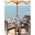 thumbnail image 4 of Square Outdoor Tablecloth with Umbrella Hole Bohemia Style Outside Table Cloth Waterproof Patio Table Cover Abstract Middle Century Aztec Pattern Blue Zipper Tablecloths for Picnic Camping 54x54 Inch, 4 of 8