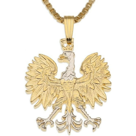 Polish Eagle Pendant & Necklace, Poland 10 Zlotych Hand Cut Coin