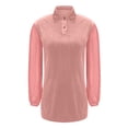 thumbnail image 6 of Women's Casual V Neck Long Sleeve Tunic Dress Mesh Polka Dot Sleeve Mini Shift Dress Loose Fit Breathable Comfy Chic Style Date Night Cocktail Party Apparel, 6 of 7