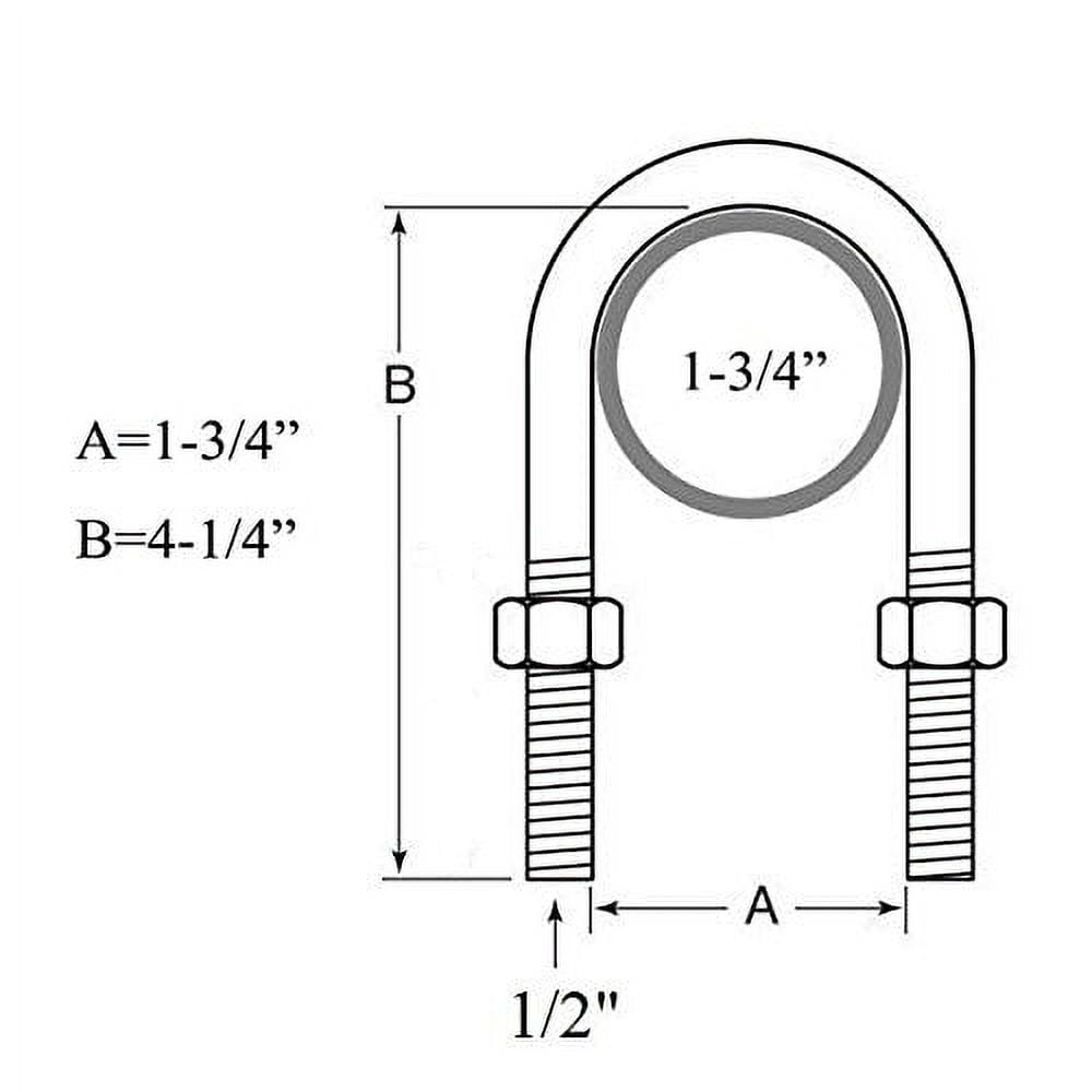 LIBRA U-Bolt Kit 1/2" Diameter, 4-1/4" Length for 2000 lbs Trailer with 1-3/4" Round Axle