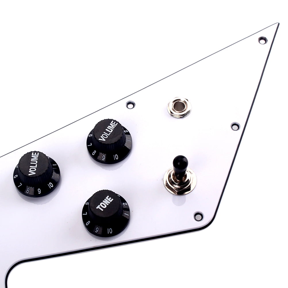 IBASETOY 1Set White Guitar Pickguard Scratch Plate with Prewired Humbucker Pickups and Black Knobs for Electric Guitar