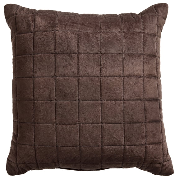 Better Homes & Gardens Velvet Throw Pillow, Brown Basket Tufted Design, 20 in x 20 in