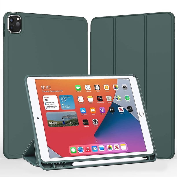 Funda para iPad Pro de 11 pulgadas con portalápices, 3.ª generación 2021/2.ª generación 2020/1.ª generación 2018, carcasa inteligente a prueba de golpes con soporte, protección completa de TPU suave