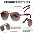 thumbnail image 2 of KANASTAL Aviator Sunglasses Polarized for Men Women, Sping Hinge Gray Frame Shades Sun Glasses Retro Driving Summer Vacation Beach Gradient Brown, 2 of 7