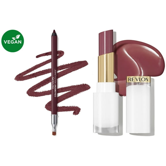 Revlon Super Lustrous Glass Shine and ColorStay Multi-Liner Bundle, Glazed Mauve and Mischieft Maker, Pack of 2