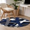 thumbnail image 4 of Round Rugs 3.3Ft, Navy Blue Black Geometric Round Area Rug Washable Indoor Throw Carpet, Modern Art Abstract Grey Line Soft Non Slip Circle Rug for Laundry Room Patio Home Decor Aesthetic, 4 of 8