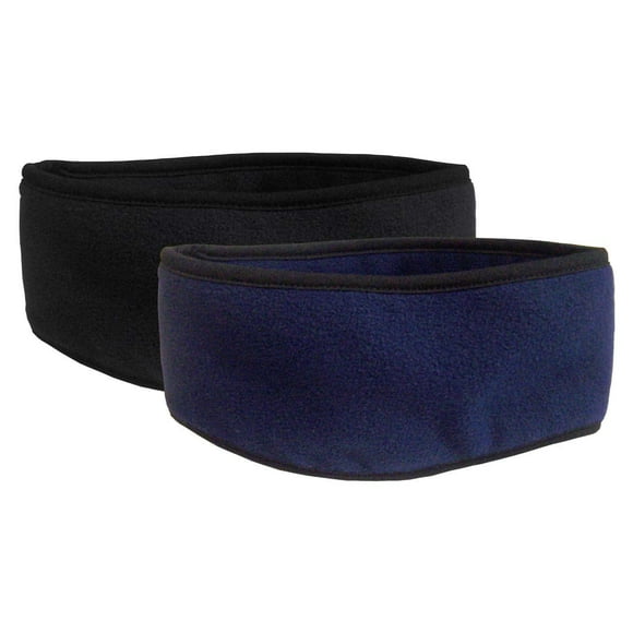 N'Ice Caps Kids Fleece Headbands 2-Pack Winter | Stretchy | Full Ear Coverage Boys Girls (Black/Navy Pack, One Size Fits 4-16 Years)