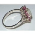 thumbnail image 3 of LBG British Made 14k White Gold Ring with Natural Opal & Pink Tourmaline Womens Statement Ring - 33 size options - Size 4, 3 of 6