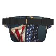 thumbnail image 3 of Fuzoiu American Flag Print Unisex Square Double Layer Waist Bag,Crossbody Fanny Pack Travel Workout Accessory, 3 of 9